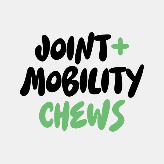 Joint and mobility support for dogs. Glucosamine for dogs. Green lipped mussels, yucca, turmeric, chondroitin, mushrooms for dogs. Dog mushroom supplements. Hip and joint supplements for dogs.